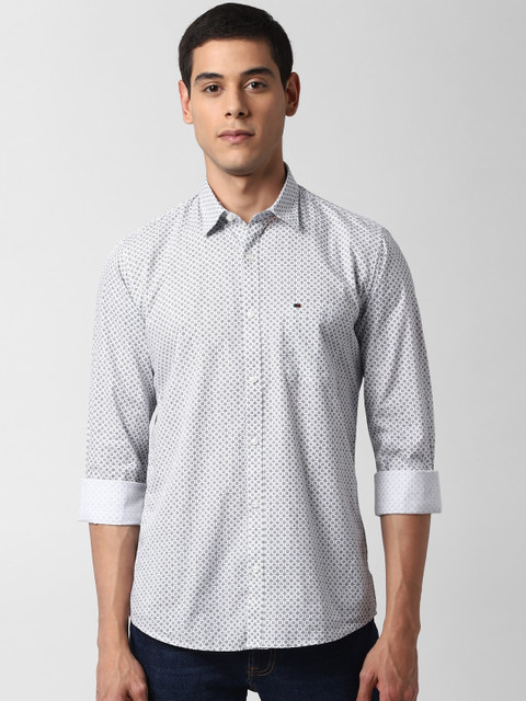 

Peter England Casuals Men White Slim Fit Printed Casual Shirt