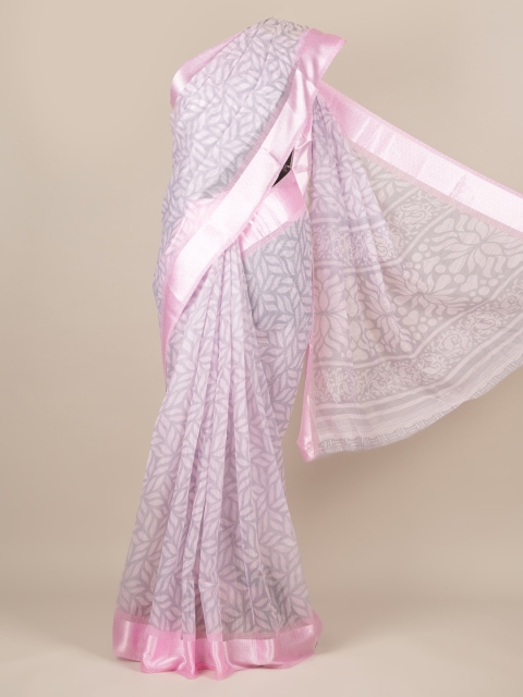 

Pothys Pink Printed Jute Silk Saree