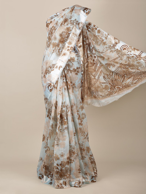 

Pothys Blue & Brown Jute Silk Printed Saree