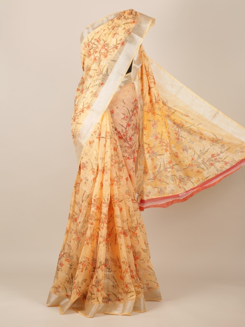 

Pothys Orange Woven Design Jute Silk Saree