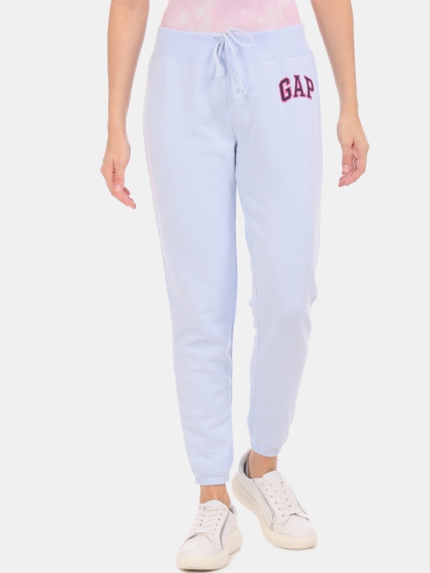 GAP Women Blue Solid Track Pants