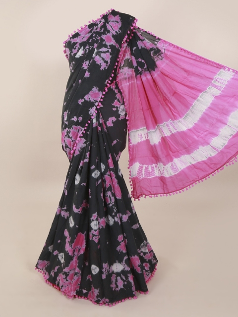 Pothys Black & Pink Pure Cotton Printed Saree
