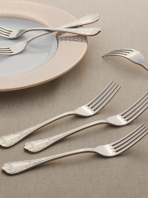 Pure Home and Living Set of 6 Silver-Toned Dessert Forks