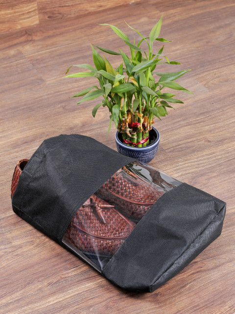 

My Gift Booth Set of 4 Black Solid Shoe Organisers