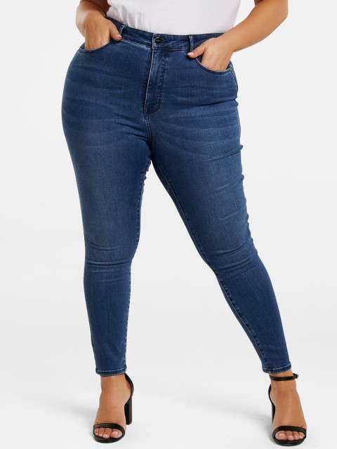 

Forever New Women Blue Skinny Fit High-Rise Clean Look Stretchable Jeans