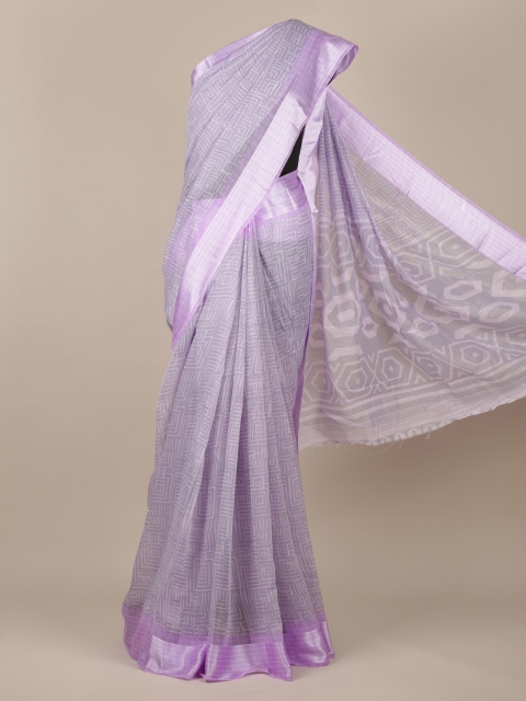 

Pothys Lavender Printed Jute Silk Saree