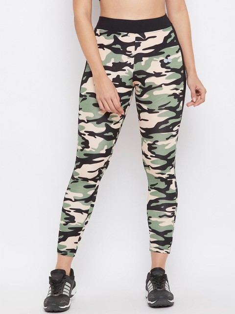 

Clovia Women Green & Black Camouflage Printed Tights