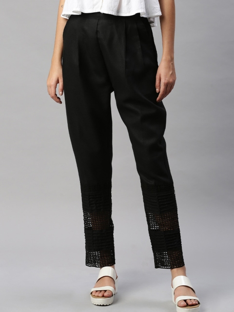 

Soch Women Black Straight Fit Solid Regular Trousers