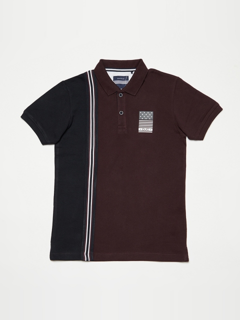 

Octave Boys Burgundy Colourblocked Polo Collar T-shirt