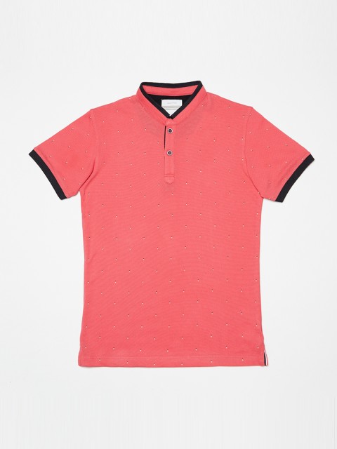 

Octave Boys Coral Printed Mandarin Collar T-shirt
