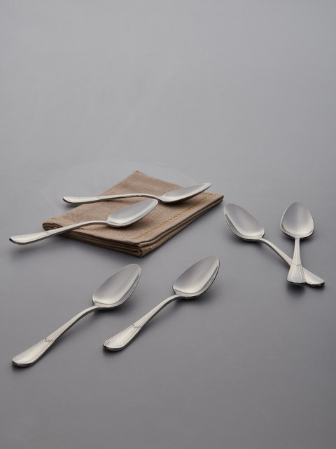 

Pure Home and Living Set of 6 Silver-Toned Elizabeth Dessert Spoons Set