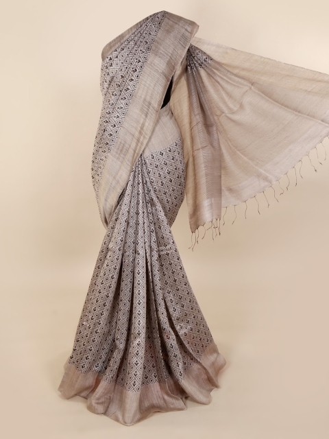 

Pothys Grey Printed Pure Silk Saree