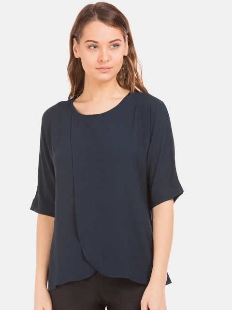 

Arrow Woman Navy Blue Batwing Sleeves Layered Top