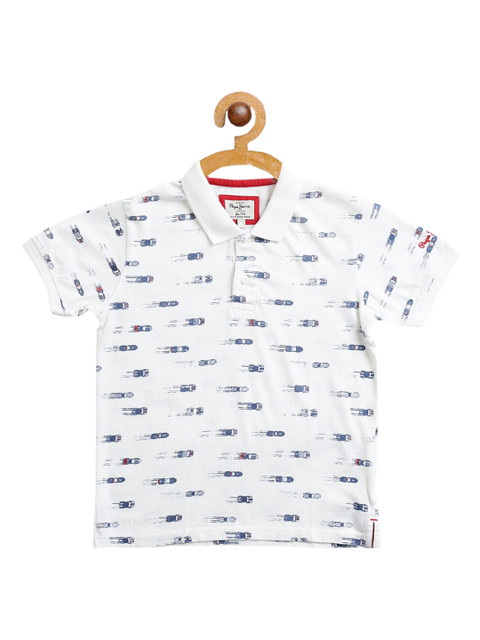 

Pepe Jeans Boys White Printed Polo Collar T-shirt