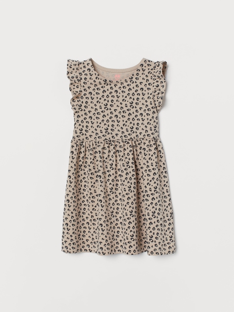 

H&M Girls Beige Printed Jersey dress