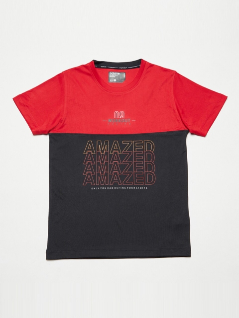 

Octave Boys Red & Black Colourblocked Round Neck T-shirt
