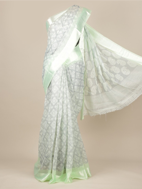 

Pothys Green & Grey Jute Silk Checked Saree