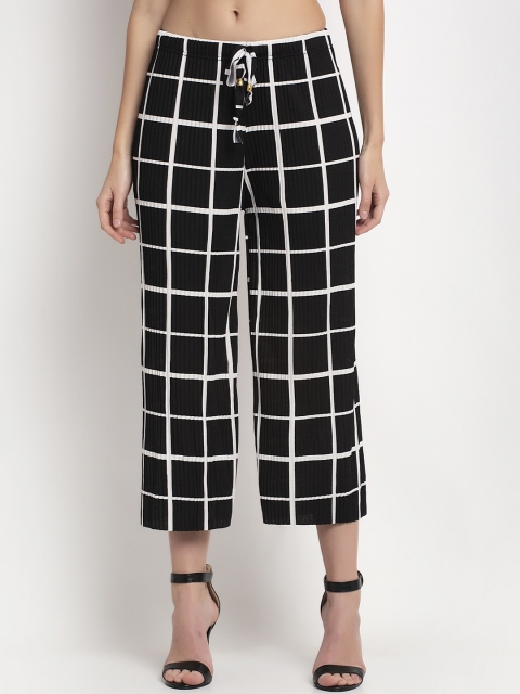 

NEUDIS Women Black & White Straight Fit Checked Culottes