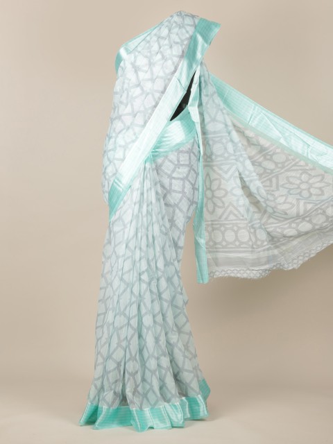 

Pothys Green Printed Jute Silk Saree
