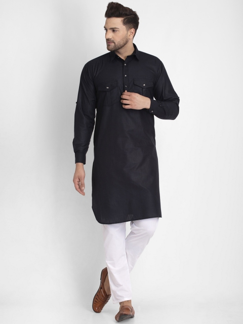

Jompers Men Black Solid Kurta with Pyjamas