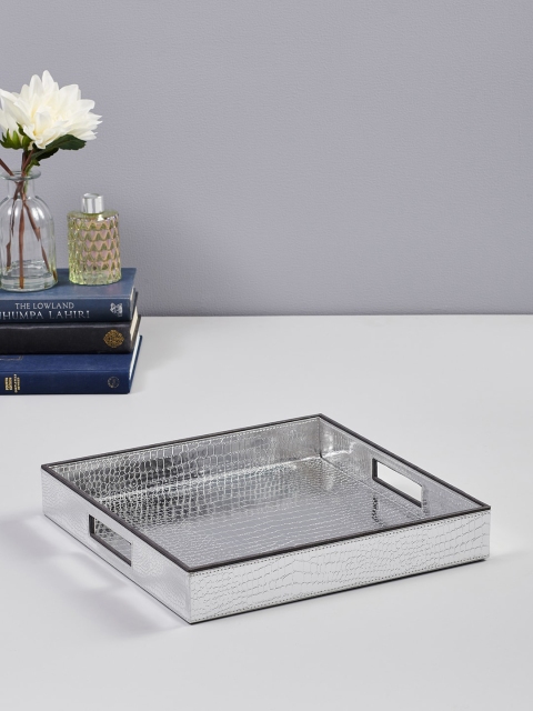 

Pure Home and Living Silver-Toned Croco Textured Serving Tray