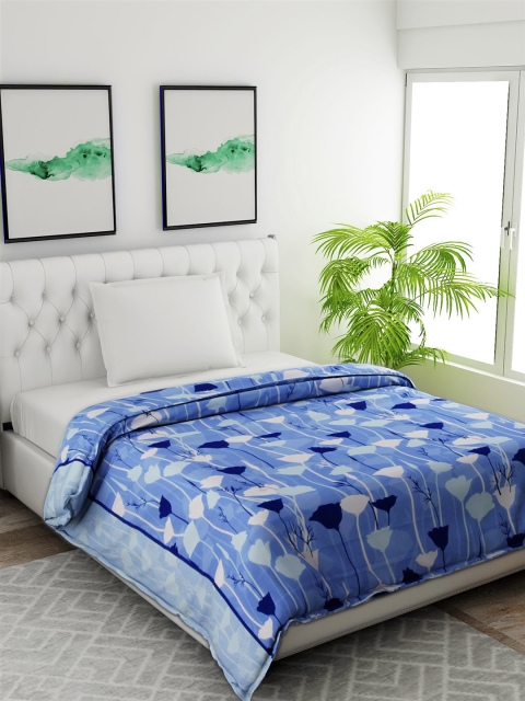 

Salona Bichona Blue & White Floral AC Room 120 GSM Single Bed Comforter