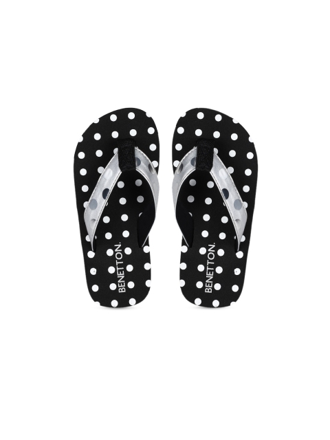 

United Colors of Benetton Unisex Kids Black & White Printed Thong Flip-Flops