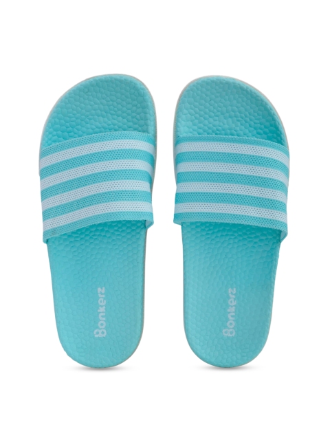 

Bonkerz Women Turquoise Blue Striped Sliders
