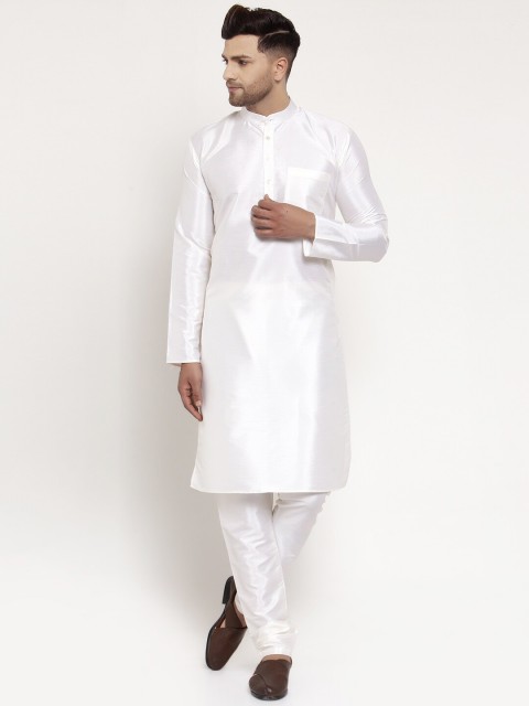 

Jompers Men Cream-Coloured Solid Kurta with Pyjamas