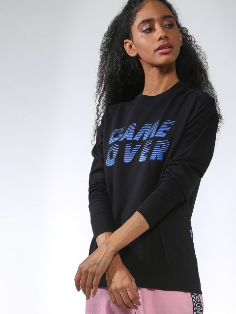 

Blue Saint Women Black Printed Sweatshirt