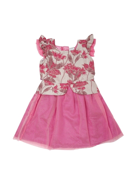 

Doodle Girls Pink Printed Fit and Flare Dress