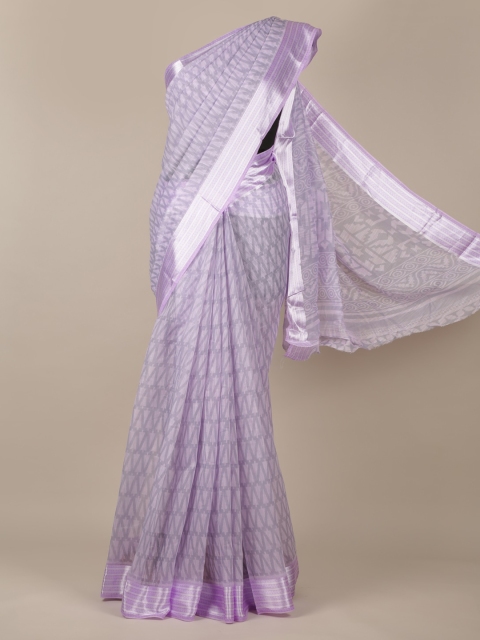 

Pothys Lavender Printed Jute Silk Saree
