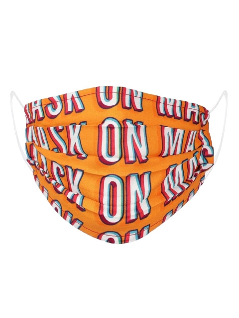 

LIVE IT SAFE Unisex Orange & White Printed 4-Ply Reusable Anti Pollution Protective Outdoor Mask