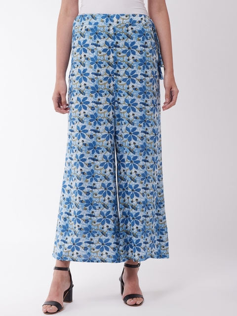 

InWeave Women Blue & White Printed Wide Leg Palazzos