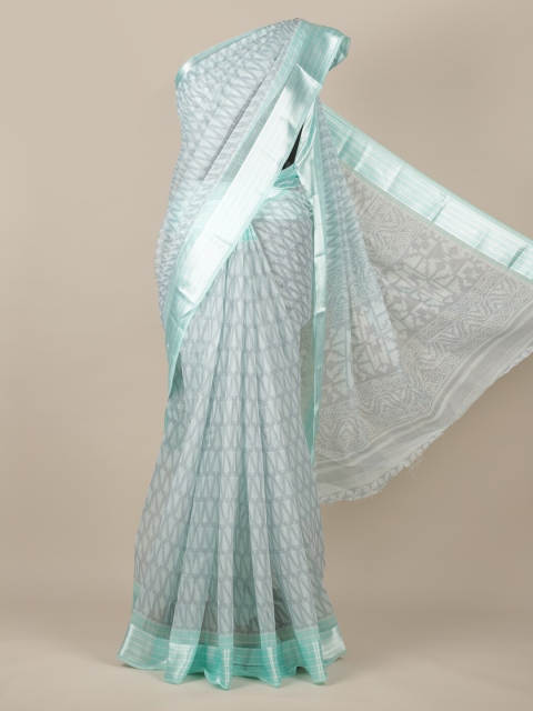 

Pothys Green Printed Jute Silk Saree