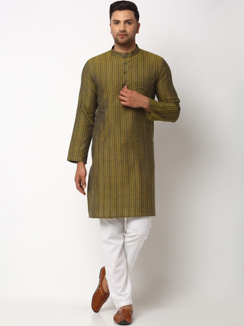 

NEUDIS Men Olive Green Handloom Kurta