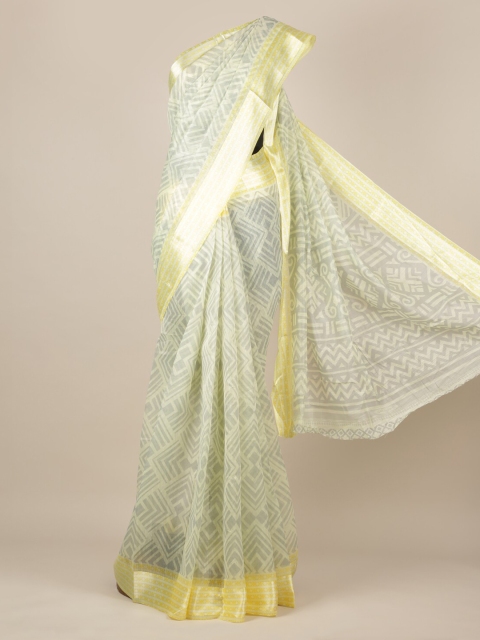 

Pothys Grey Printed Jute Silk Saree