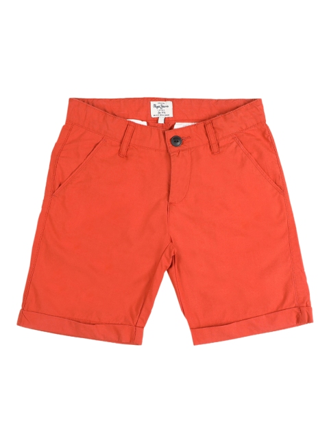 

Pepe Jeans Boys Coral Red Solid Regular Fit Chino Shorts