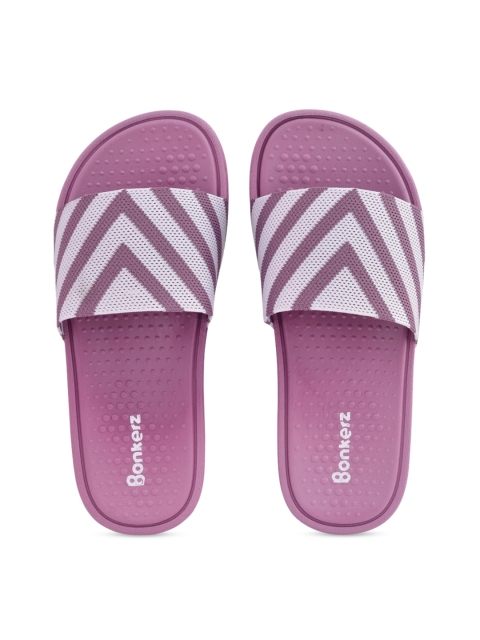 

Bonkerz Women Mauve & White Printed Sliders