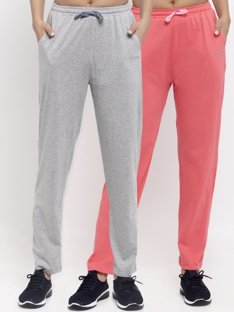 

NEUDIS Women Pack Of 2 Solid Track Pants, Pink