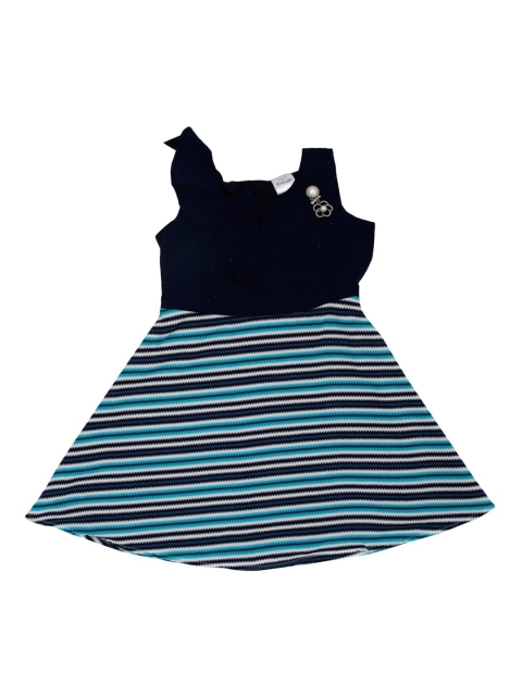 

Doodle Girls Blue Striped A-Line Dress