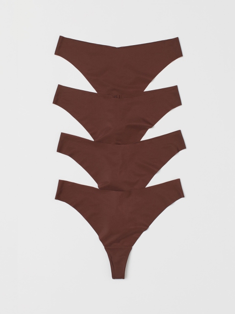 

H&M Women Brown 4-Pack Brazilian Briefs 0868751003