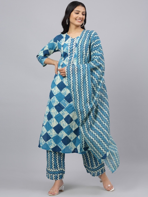 

ANAISA Women Multicoloured Printed Kurta with Palazzos & Dupatta, Multi