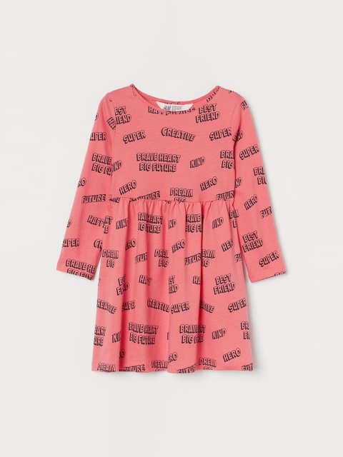 

H&M Girls Pink Printed Cotton jersey dress