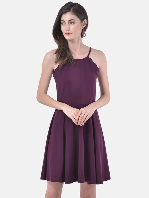 

Eavan Women Purple Solid Fit and Flare Dress
