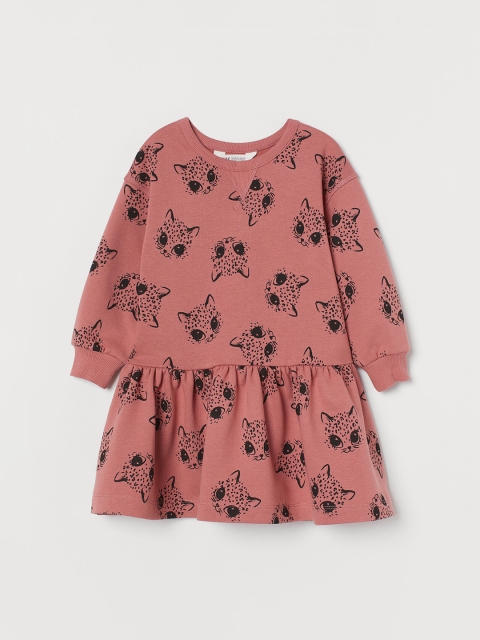 

H&M Girls Pink Printed Sweatshirt dress