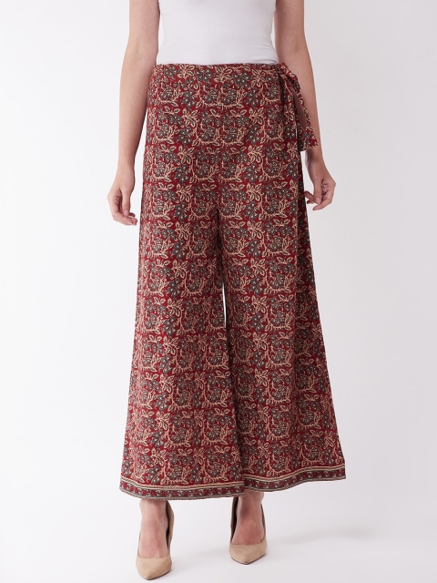 

InWeave Women Maroon & Beige Printed Wide Leg Palazzos