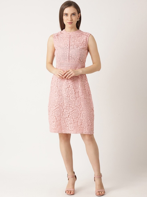 

ZOELLA Women Pink Self Design A-Line Dress