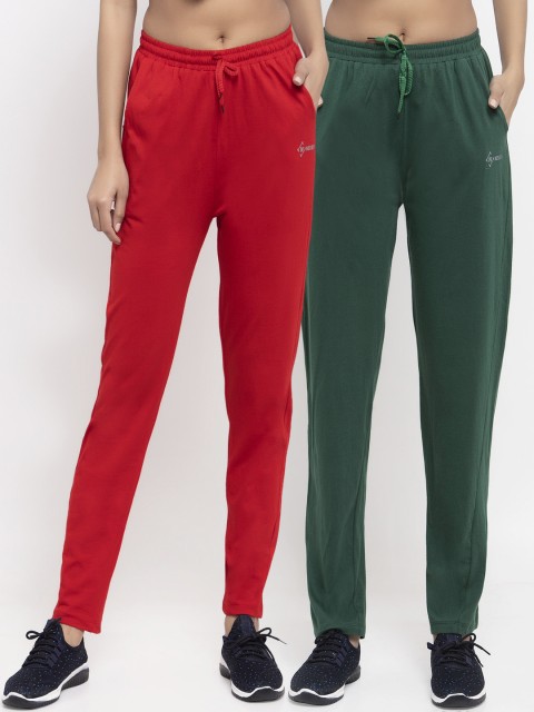 

NEUDIS Women Pack Of 2 Solid Track Pants, Red