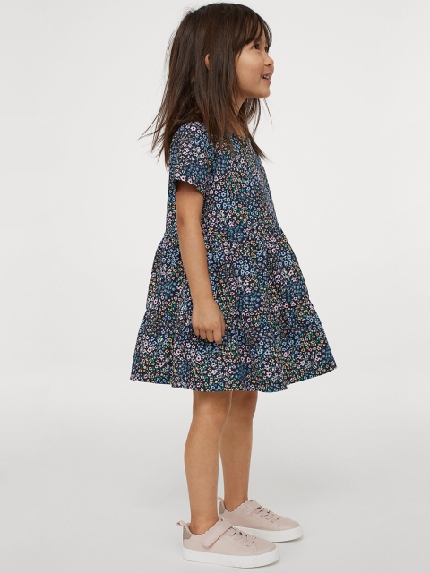 

H&M Girls Blue Printed Cotton Dress